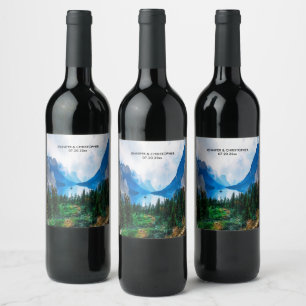 Rótulo De Garrafa De Cerveja Natureza cénico das montanhas rústicas do país