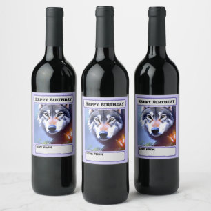 Rótulo De Garrafa De Cerveja Natureza Da Tinta Petrolífera Do Lobo, Aniversário