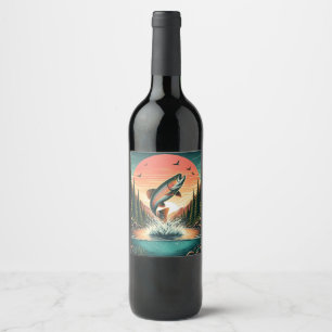 Rótulo De Garrafa De Cerveja Natureza da truta-espumante