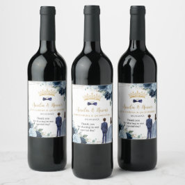 Rótulo De Garrafa De Cerveja Navy Baby Blue Floral Twins Boy Girl Quinceanera