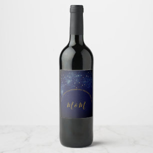 Rótulo De Garrafa De Cerveja Noite de Estrelas do Céu Azul Vinho de Casamento P