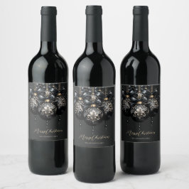 Rótulo De Garrafa De Cerveja Noite elegante de preto e ouro, luxo de Natal