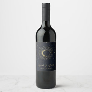 Rótulo De Garrafa De Cerveja Noite Escura Ouro Celestial Explosão Solar Lua Cas