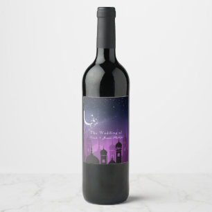 Rótulo De Garrafa De Cerveja Noites Árabes Vinho Roxo Luar Marroquino