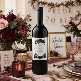 Rótulo De Garrafa De Cerveja Noiva Chuva Burgundy Floral Casamento 