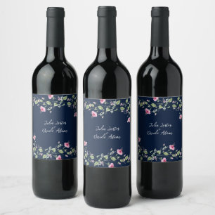 Rótulo De Garrafa De Cerveja Noiva de Hibisco Rosa Azul Naval Empoeirado Chuvei