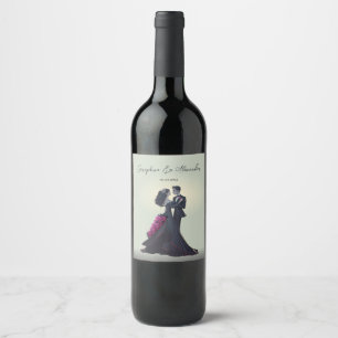 Rótulo De Garrafa De Cerveja Noivos Góticos Românticos Casamento Elegante