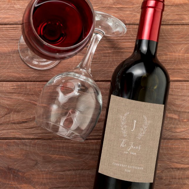 Rótulo De Garrafa De Cerveja Nome da família do monograma Elegante modelo (Criador carregado)