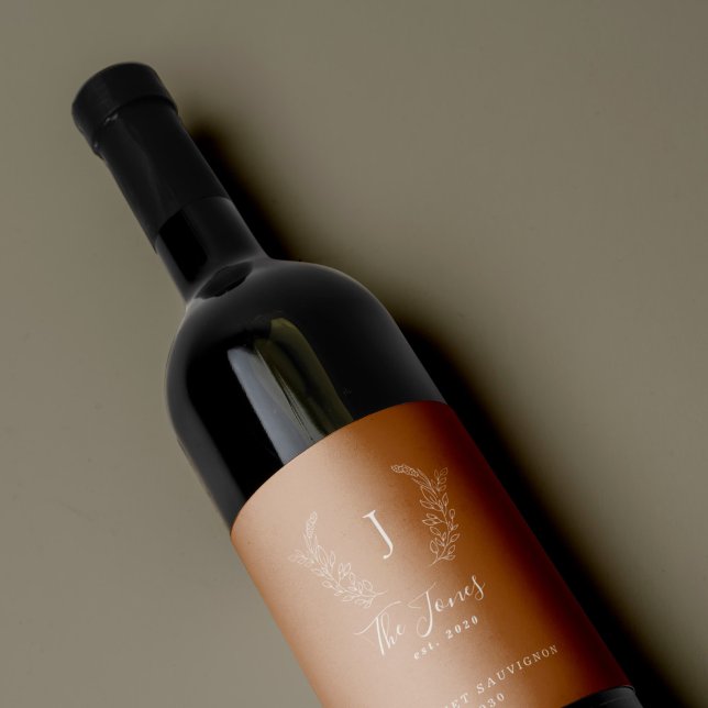 Rótulo De Garrafa De Cerveja Nome da família monograma classe elegante modelo (Criador carregado)