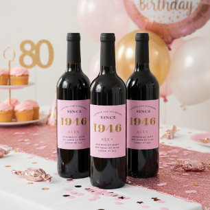 Rótulo De Garrafa De Cerveja Nome de Aniversário de 80 1946 Chic Elegante Doura