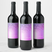 Nome de Monograma de Metal Glam com Brilho Roxo