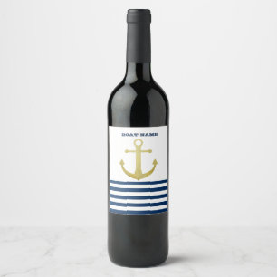 Rótulo De Garrafa De Cerveja Nome do barco náutico, Marinho de âncora Dourado