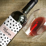 Rótulo De Garrafa De Cerveja Nome do Monograma Moderno | Pastel Pink & Black Po<br><div class="desc">Nome do Monograma Moderno | Pastel Pink & Black Pontos</div>