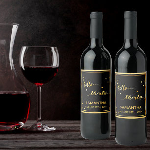 Rótulo De Garrafa De Cerveja nome do script de saudação de ouro preto anivers