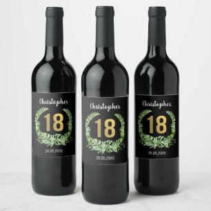 Rótulo De Garrafa De Cerveja Nome dos rapazes dourados negros do 18.º aniversár