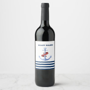Rótulo De Garrafa De Cerveja Nome Náutico Do Barco, Marinho Azul De Âncora, B
