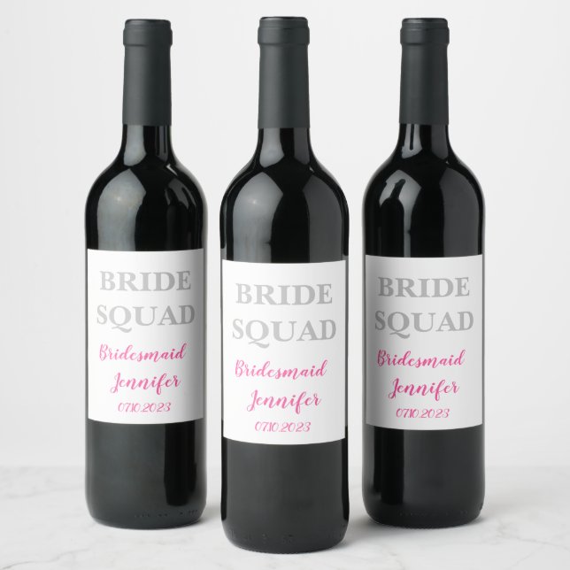 Rótulo De Garrafa De Cerveja Nome Personalizado Cor-de-Rosa Bridesmaid: Bachelo (Garrafas)