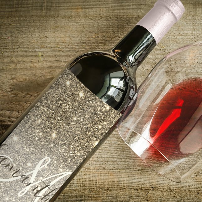 Rótulo De Garrafa De Cerveja Nome Personalizado do Glitter Glitter Dourado Mode (Criador carregado)