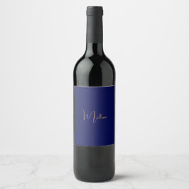 Rótulo De Garrafa De Cerveja Nome personalizado minimalista azul
