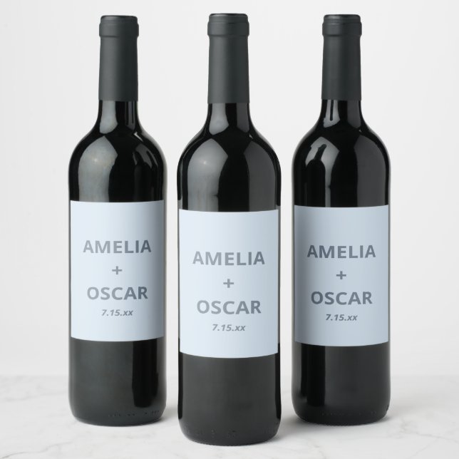 Rótulo De Garrafa De Cerveja Nomes Data Casamento Moderno Azul Macio Personaliz (Garrafas)
