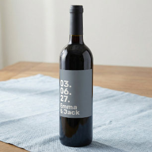 Rótulo De Garrafa De Cerveja Nomes e data de casamento modernos minimalistas em