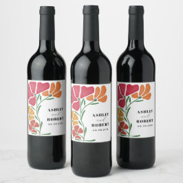 Rótulo De Garrafa De Cerveja Nouveau Floral Nouveau Brilhante e Colorida