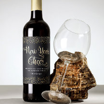 Novo Ano Dourado Escuro Preto Cheio de Neve Glitte