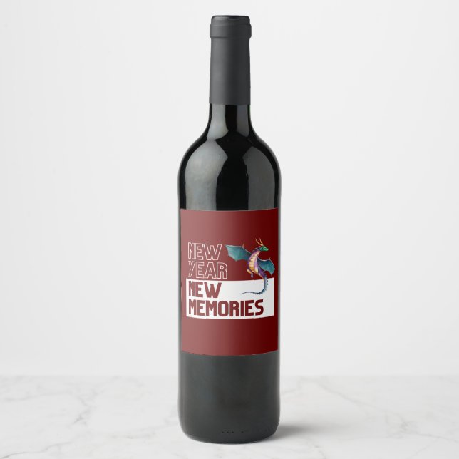 Rótulo De Garrafa De Cerveja Novo Ano Novo Dragão Vermelho Cereja (Frente)