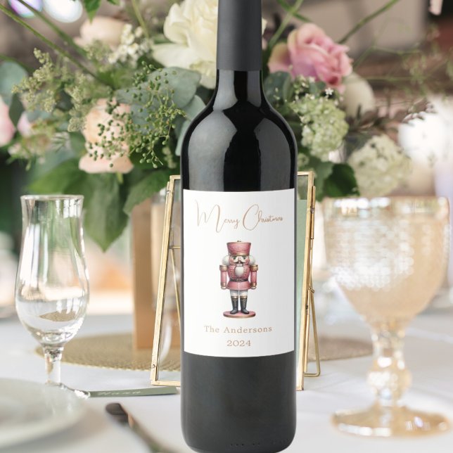 Rótulo De Garrafa De Cerveja Noz-cracker branco simples Natal (Criador carregado)