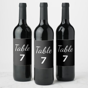 Rótulo De Garrafa De Cerveja Número da Tabela de Casamento Branco e Preto Eleg