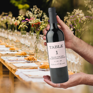 Rótulo De Garrafa De Cerveja Número de Mesa Rosa Moderno para Casamento