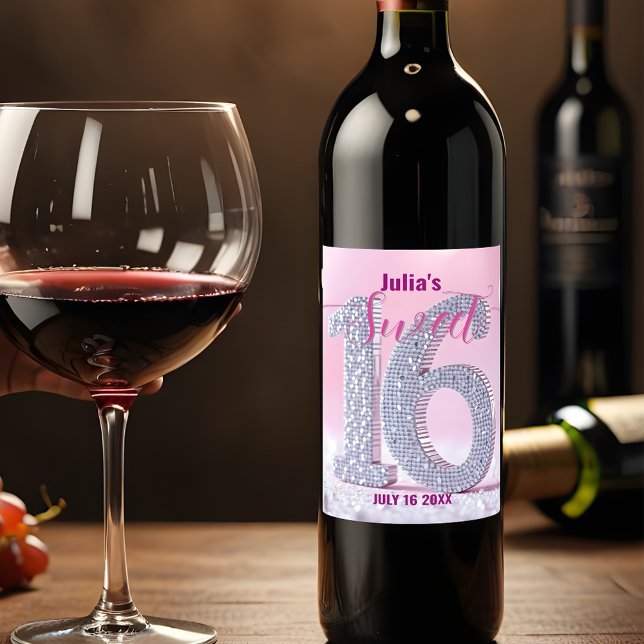 Rótulo De Garrafa De Cerveja Número Estudado de Diamante Rosa Estimulante Doce  (Criador carregado)