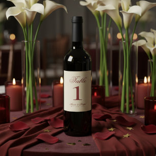 Rótulo De Garrafa De Cerveja Números de Mesa de Casamento Simples Vermelho Ousa
