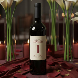 Rótulo De Garrafa De Cerveja Números de Mesa de Casamento Simples Vermelho Ousa