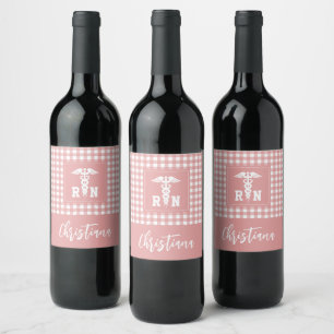 Rótulo De Garrafa De Cerveja Nurse Registrada de Padrão de Xadrez Personalizado