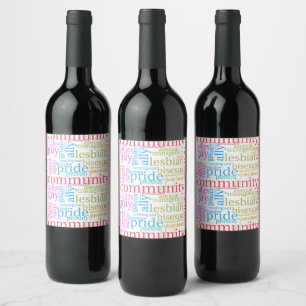 Rótulo De Garrafa De Cerveja nuvem de palavras da comunidade LGBTQ+ arco-íris d