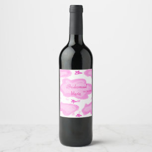 Rótulo De Garrafa De Cerveja nuvens cor-de-rosa estrelas pastel bridesmaid mode
