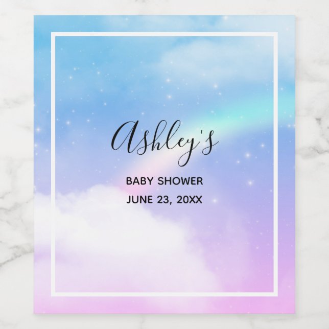 Rótulo De Garrafa De Cerveja Nuvens de Pastel mágicas e arco-íris (Rótulo Único)