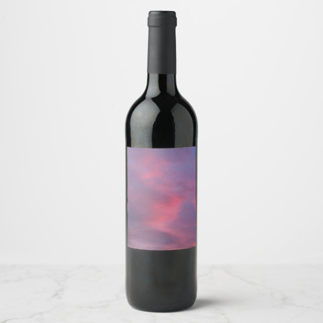 Rótulo De Garrafa De Cerveja Nuvens Rosa Azul (Frente)