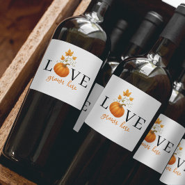 Rótulo De Garrafa De Cerveja O AMOR cresce aqui | Letra Pumpkin no outono