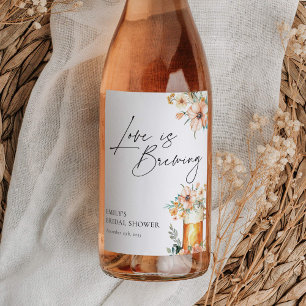 Rótulo De Garrafa De Cerveja O Amor Está Sendo Preparado Churrasco Floral de No