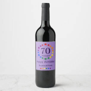 Rótulo De Garrafa De Cerveja O Arco-Íris Stars 70 Hoje ou Qualquer Noivado Roxo
