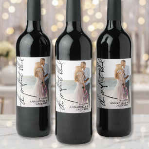 Rótulo De Garrafa De Cerveja O Casamento de Fotografia Caligráfica Casal Perfei