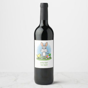 Rótulo De Garrafa De Cerveja O Coelho de Páscoa e a Galinha