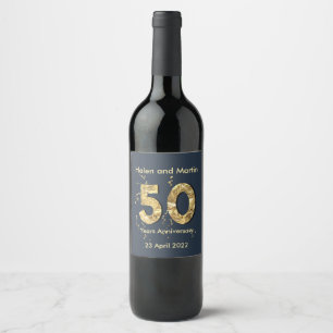 Rótulo De Garrafa De Cerveja O costume nomeia o ouro de 50 aniversários