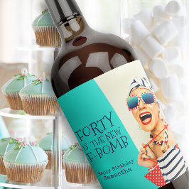 Rótulo De Garrafa De Cerveja O Funny Quarty é o novo aniversário de 40 anos de 