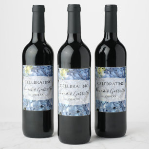 Rótulo De Garrafa De Cerveja O Hydrangea azul floresce o casamento