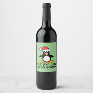 Rótulo De Garrafa De Cerveja O pinguim engraçado do Natal é ele demasiado
