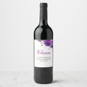 Rótulo De Garrafa De Cerveja O roxo floresce o vidro de vinho. Elogios ao