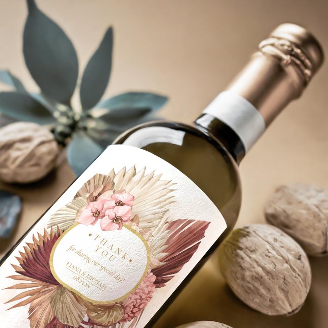 Rótulo De Garrafa De Cerveja Oásis Boho Casamento Floral Obrigado ID959 (Criador carregado)